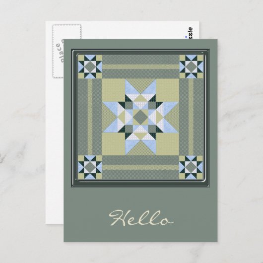 Complex Star Patch in Grün und Blau Postkarte (Vorne/Hinten)
