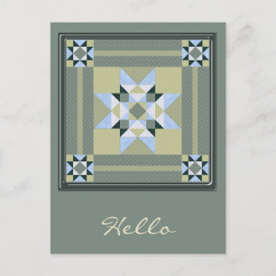 Complex Star Patch in Grün und Blau Postkarte