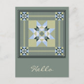 Complex Star Patch in Grün und Blau Postkarte (Vorderseite)
