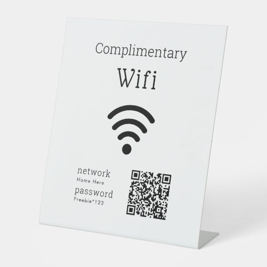 Complimentary Wifi Code Black & White Custom Sockelschild (Vorderseite)