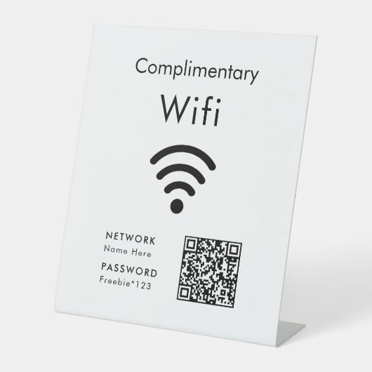 Complimentary Wifi Code Black & White Sockelschild (Vorderseite)