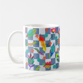 Composición de flores y hojas kaffeetasse