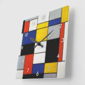 Composition, Mondrian Quadratische Wanduhr (Winkel)