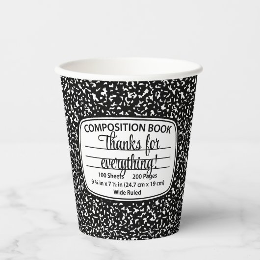 Composition Notebook Party Cups – Disposable Cups Pappbecher (Vorderseite)