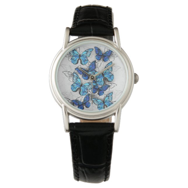 Composition of White and Blue Butterflies Armbanduhr (Vorderseite)