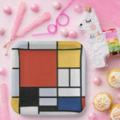 Composition with Red Yellow Blue & Black Abstract Pappteller (Party)