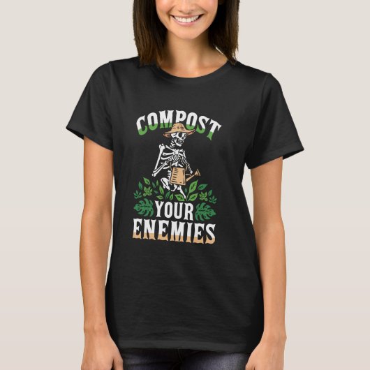 Compost Enemies Funny Gardens Dunkler Spaß T-Shirt (Vorderseite)