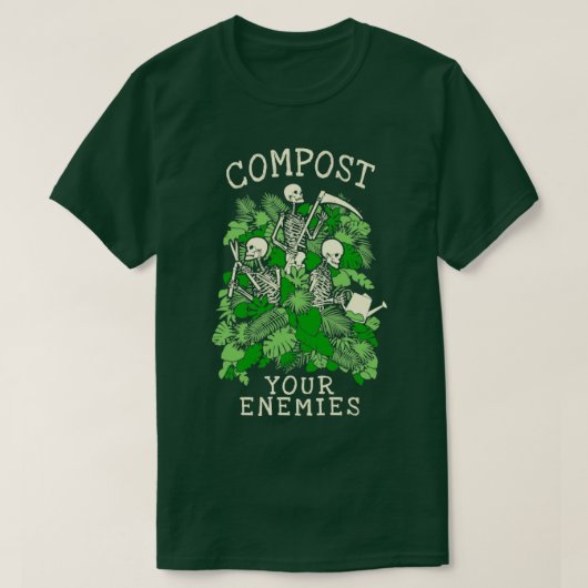 Compost Enemies Funny Gardens Goth Skelett T-Shirt (Design vorne)