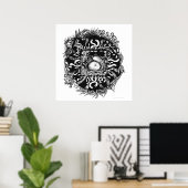 Compost Mandala - Schwarz auf Weiß Poster (Heimbüro)
