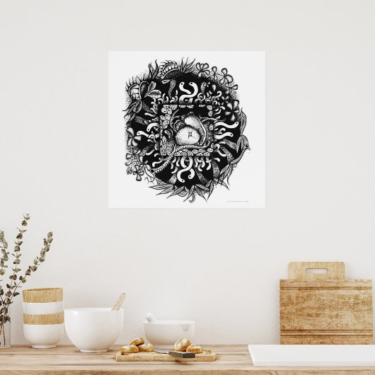Compost Mandala - Schwarz auf Weiß Poster (Küche)