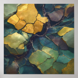 Compressed Mineral Wallpaper with Luminous Metalli Poster