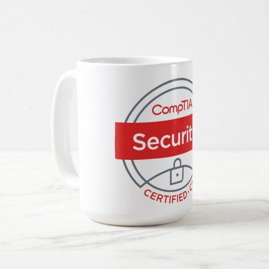 CompTIA Security+-zertifizierte Tasse (Vorderseite Links)