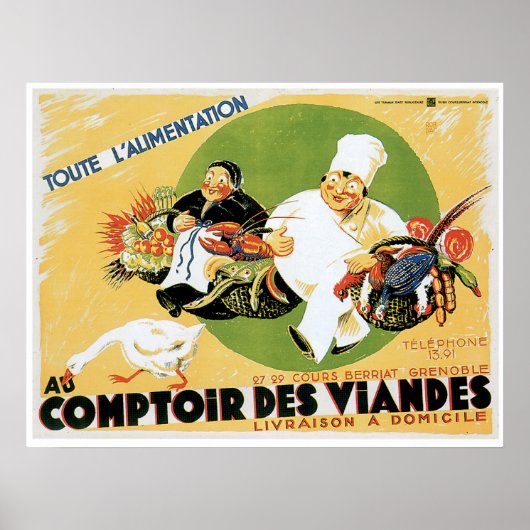 Comptoir des Viandes Vintage Küche und Kunst Poster (Vorne)