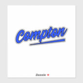 Compton California Blue Typografy Aufkleber (Blatt)