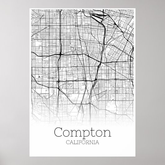 Compton Map - Kalifornien - City Map Poster (Vorne)
