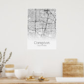 Compton Map - Kalifornien - City Map Poster (Küche)