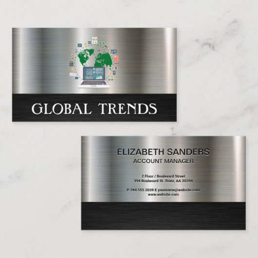 Computer Analyst World Map Visitenkarte (Vorne/Hinten)