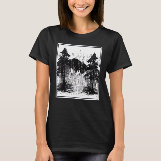 Computer Binary Code Programmer Forest Landscape T-Shirt (Vorderseite)