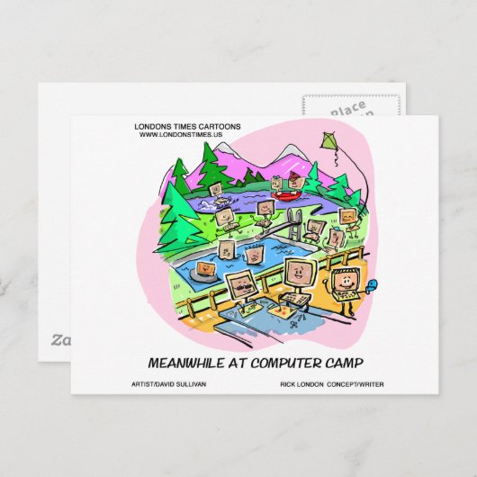 Computer Camp Funny T-Shirts Tasse Geschenke etc. Postkarte (Vorne/Hinten)