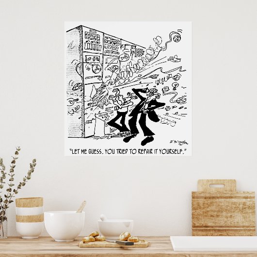 Computer-Cartoon 4637 Poster (Küche)