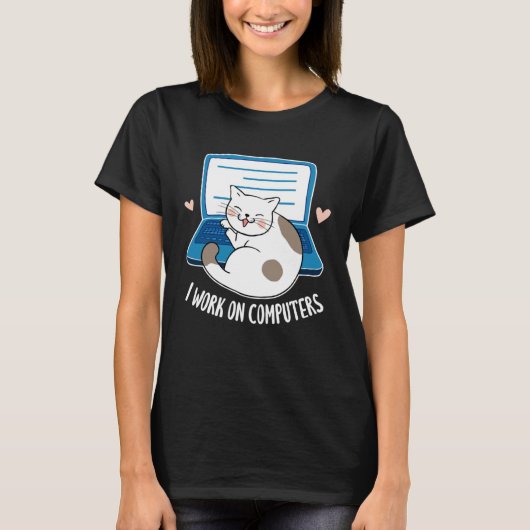 Computer Cat Programmer Developer Programming Cats T-Shirt (Vorderseite)