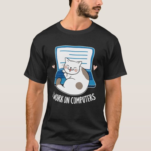 Computer Cat Programmer Developer Programming Cats T-Shirt (Vorderseite)