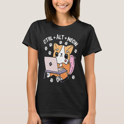 Computer Cat Programmer Hacker Kitten 1 T-Shirt (Vorderseite)