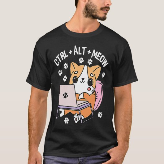 Computer Cat Programmer Hacker Kitten 1 T-Shirt (Vorderseite)