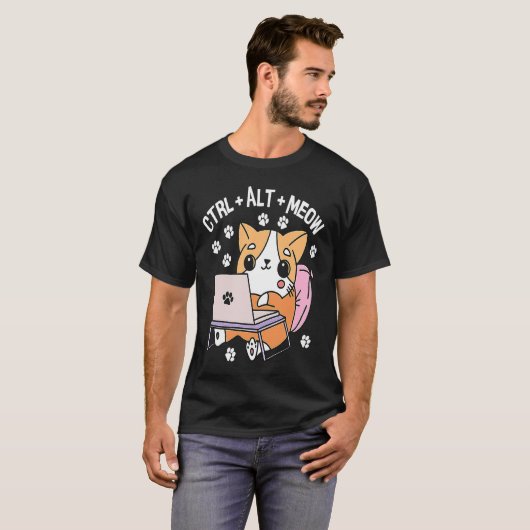 Computer Cat Programmer Hacker Kitten 1 T-Shirt (Vorne ganz)