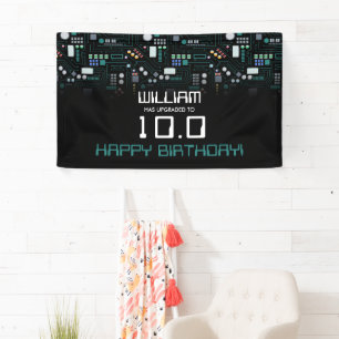 Computer Circuit Board Kids Robotic Birthday Party Banner