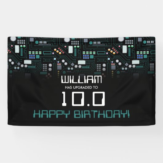 Computer Circuit Board Kids Robotic Birthday Party Banner (Horizontal)