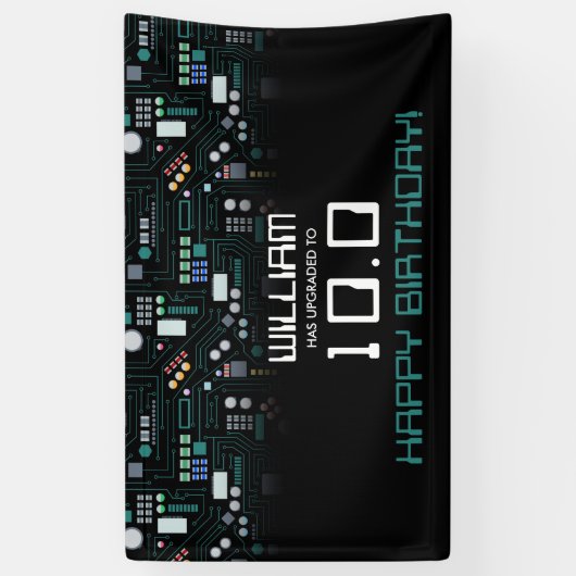 Computer Circuit Board Kids Robotic Birthday Party Banner (Vertikal)