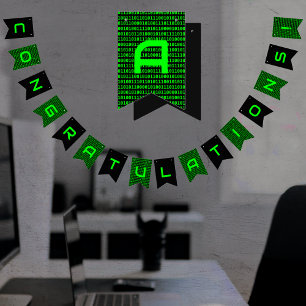 Computer-Code-Cyber & Tech-Team - Name oder Text i Wimpelkette