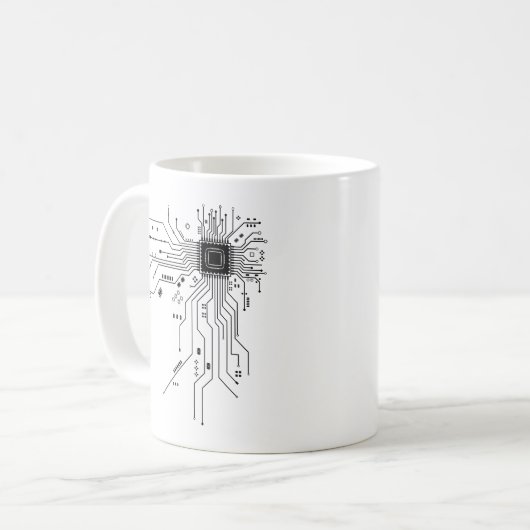 Computer-CPU-Chip PCB-Schaltungsdesign-Tech-Gesche Kaffeetasse (Vorderseite Links)
