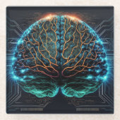 Computer Cyber Brain Glass Untersetzer (Vorderseite)