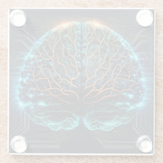 Computer Cyber Brain Glass Untersetzer (Rückseite)
