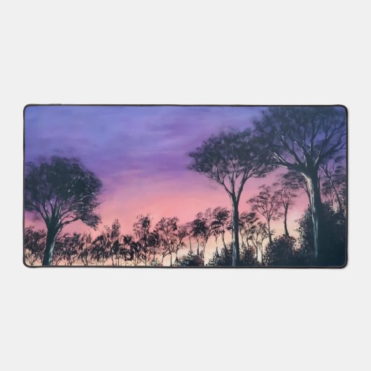 Computer desk keyboard matt with trees at sunset schreibtischunterlage (Vorderseite)