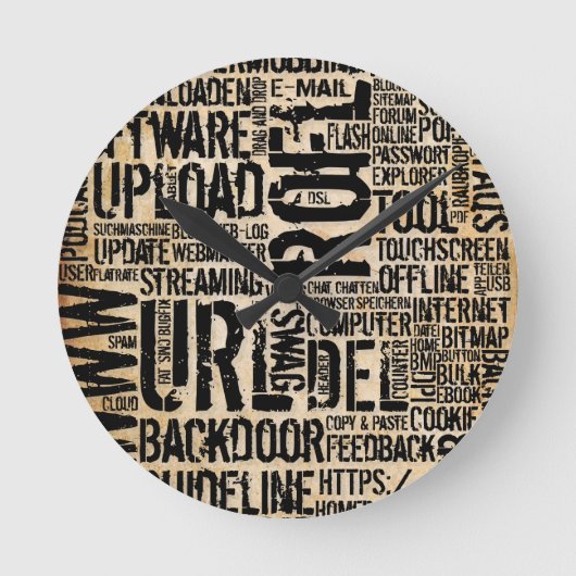 Computer Dictionary - vintage Runde Wanduhr (Vorderseite)