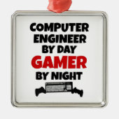 Computer Engineer Gamer Silbernes Ornament (Vorne)