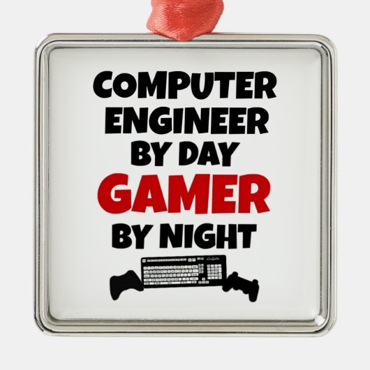 Computer Engineer Gamer Silbernes Ornament (Vorne)