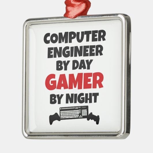 Computer Engineer Gamer Silbernes Ornament (Links)