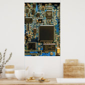 Computer-Festplatten-Schaltplatine - Blau Poster (Küche)