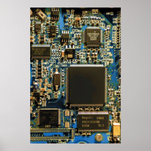 Computer-Festplatten-Schaltplatine - Blau Poster (Vorne)