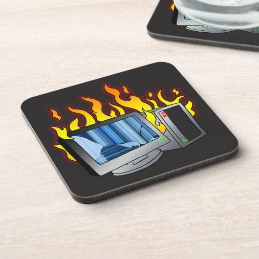 Computer Fire Hard Plastic Untersetzer (Linke Seite)