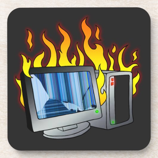 Computer Fire Hard Plastic Untersetzer (Vorderseite)