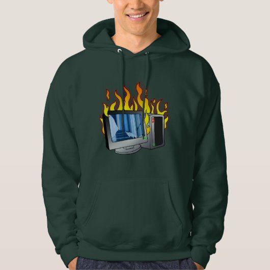 Computer Fire Men's Basic Hooded Sweatshirt (Vorderseite)