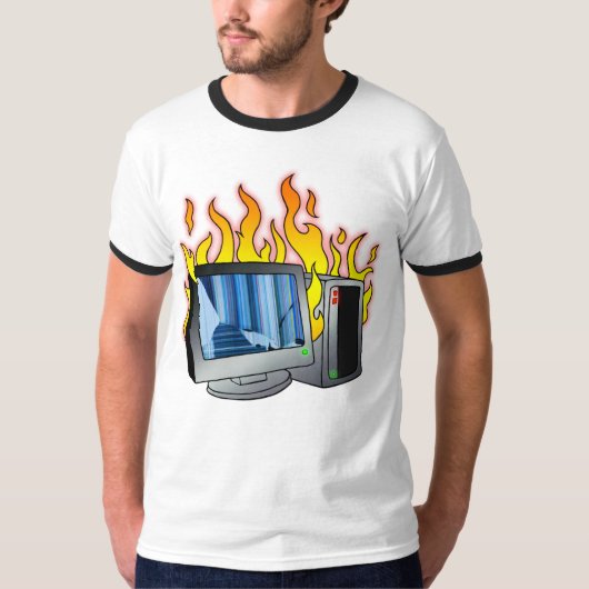Computer Fire Men's Basic Ringer-T - Shirt (Vorderseite)