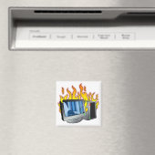 Computer Fire Square Magnet (In Situ (Geschirrspüler))