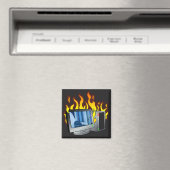 Computer Fire Square Magnet (In Situ (Geschirrspüler))