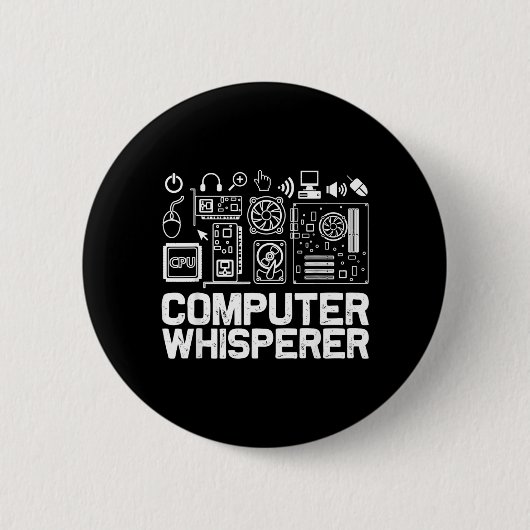 Computer-Flüsterer-Shirt Tech-Support-Nerds Geek Button (Vorderseite)